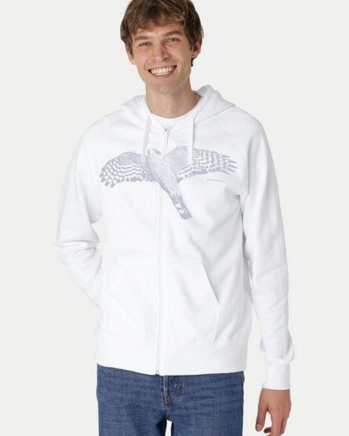 Peaces.bio - handbedruckte Biomode Bio Herren-Zip-Hoodie Sperber – Ansicht 2