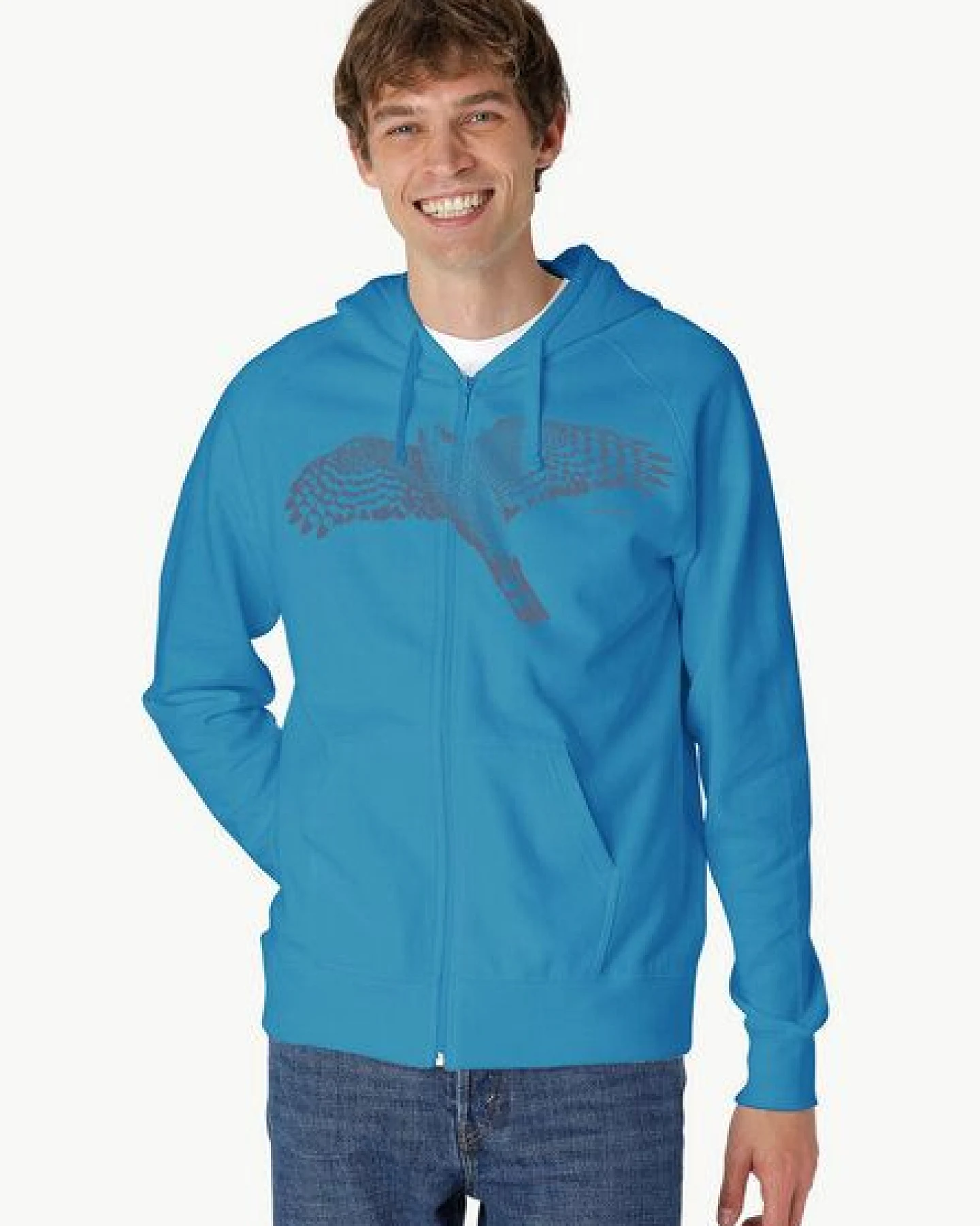 Peaces.bio - handbedruckte Biomode Bio Herren-Zip-Hoodie Sperber – Ansicht 2