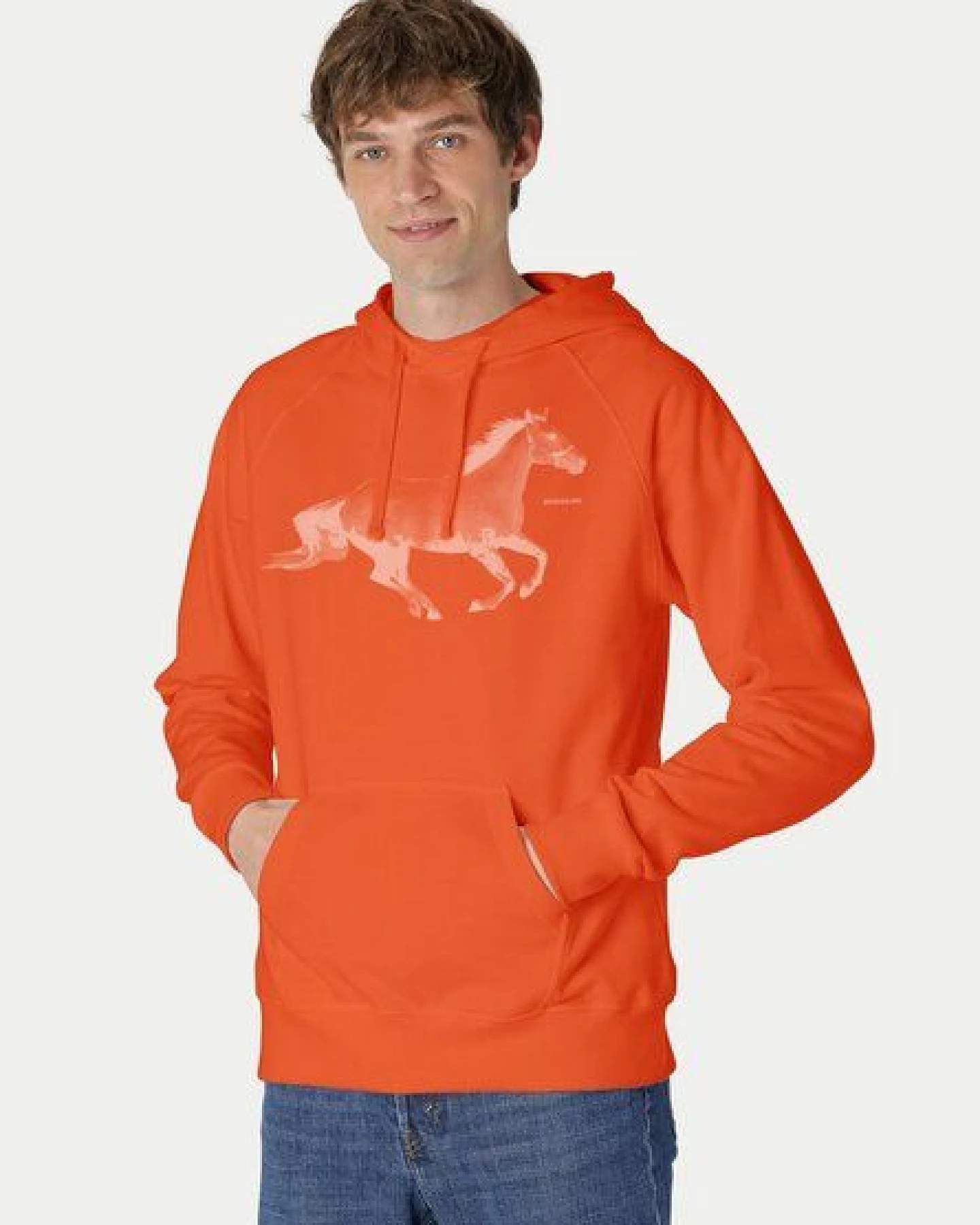 Peaces.bio - handbedruckte Biomode Bio-Herren-Kapuzensweater Horsepower – Ansicht 2