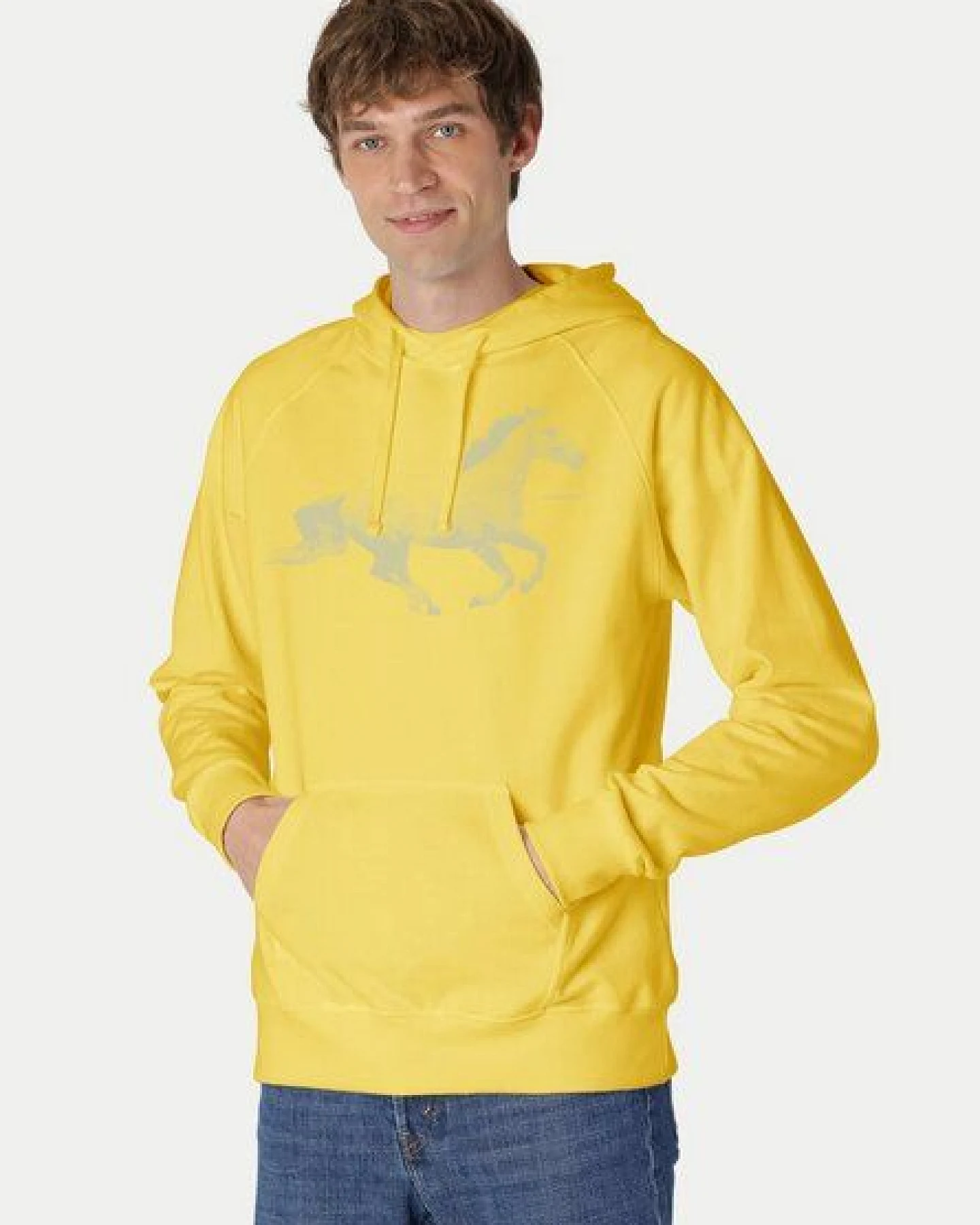Peaces.bio - handbedruckte Biomode Bio-Herren-Kapuzensweater Horsepower – Ansicht 2