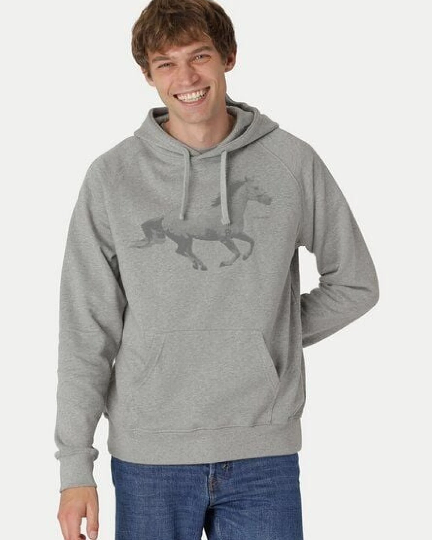 Peaces.bio - handbedruckte Biomode Bio-Herren-Kapuzensweater Horsepower – Ansicht 2