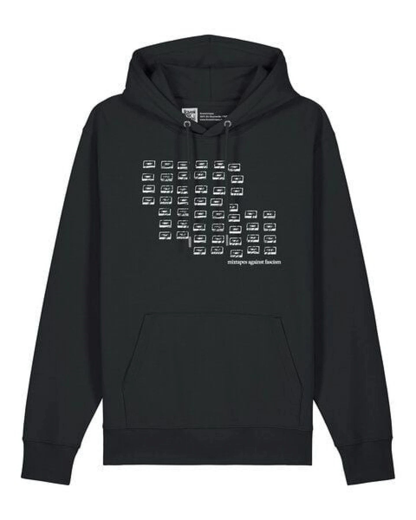 ilovemixtapes Unisex Hoodie „Mixtapes Against Fascism“ – Bio-Baumwolle, Fair Wear, Schwarz & Heritage Brown – Ansicht 2