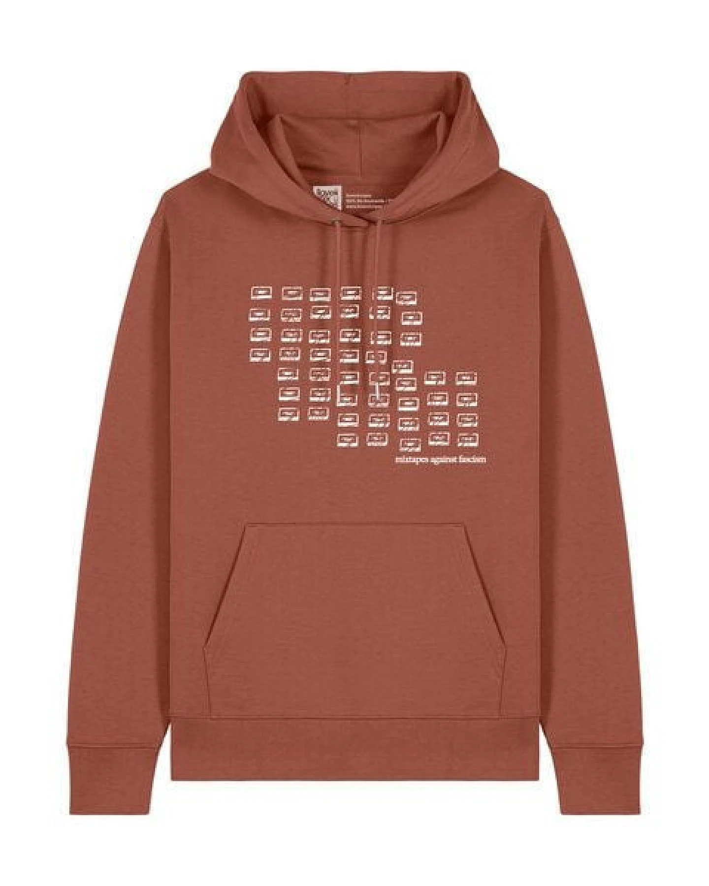 ilovemixtapes Unisex Hoodie „Mixtapes Against Fascism“ – Bio-Baumwolle, Fair Wear, Schwarz & Heritage Brown – Ansicht 3