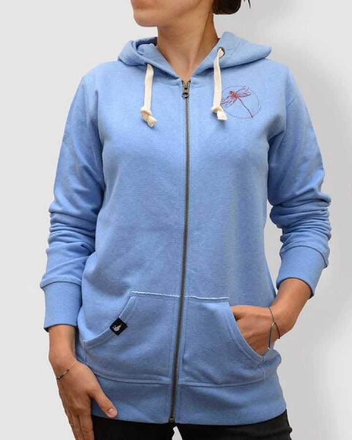 little kiwi Damen Hoodie, "Libelle", Blau Mid Heather Blue