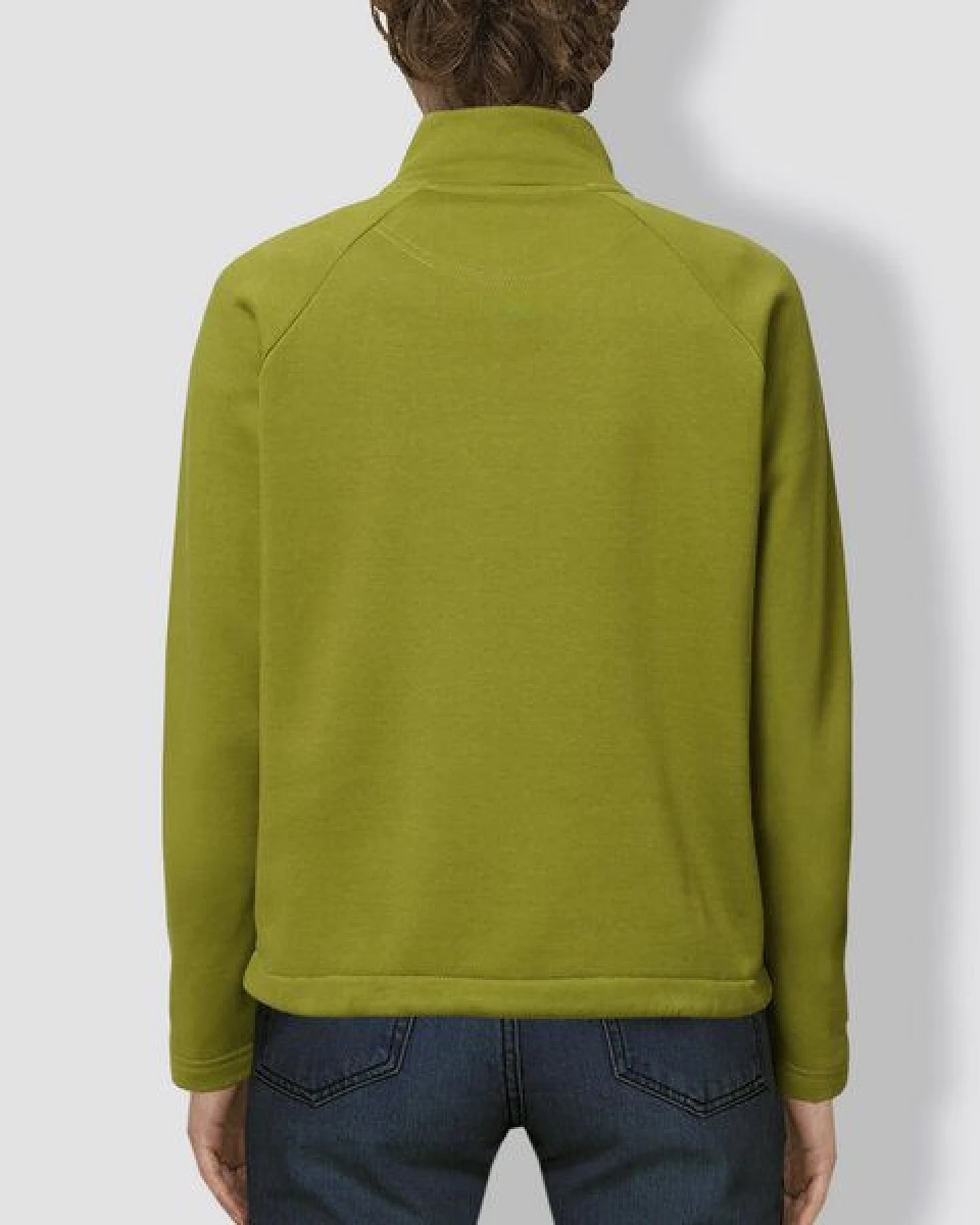 little kiwi Damen Sweater mit Reißverschluss, "Kurz und gut", Moss Green – Ansicht 2