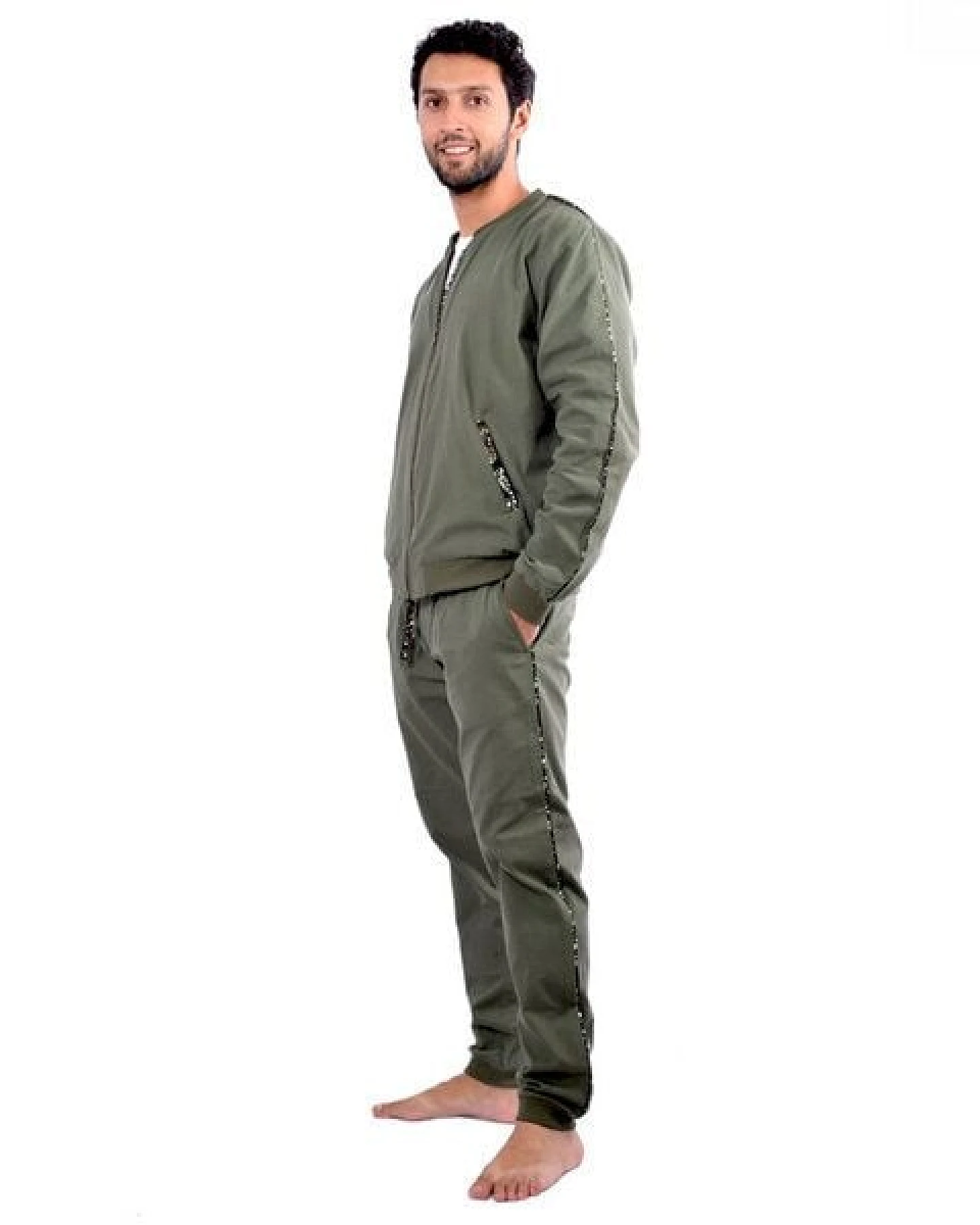 Africulture Bomberjacke für Männer aus Kenianischem Kikoy und Westafrikanischem Kitenge Stoff – Ansicht 3