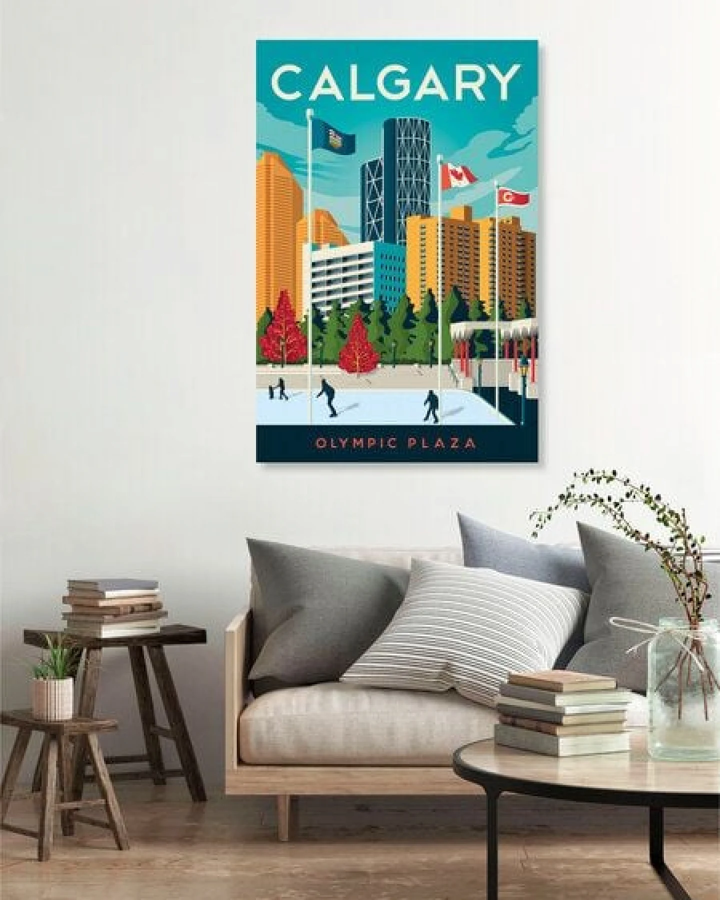 Photocircle Poster / Leinwandbild - Calgary Olympic Plaza Vintage Travel Wandbild – Ansicht 2