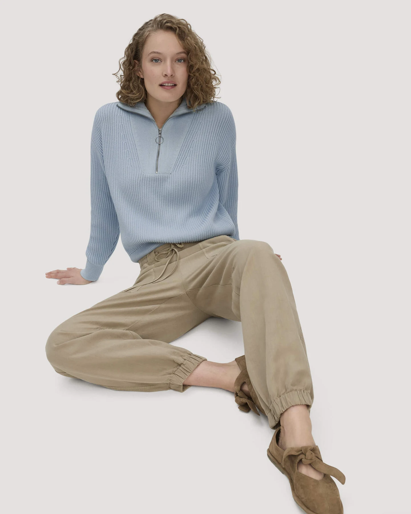 hessnatur Damen Soft Utility Hose aus TENCEL™ Lyocell mit Leinen - beige - Größe 40 – Ansicht 4