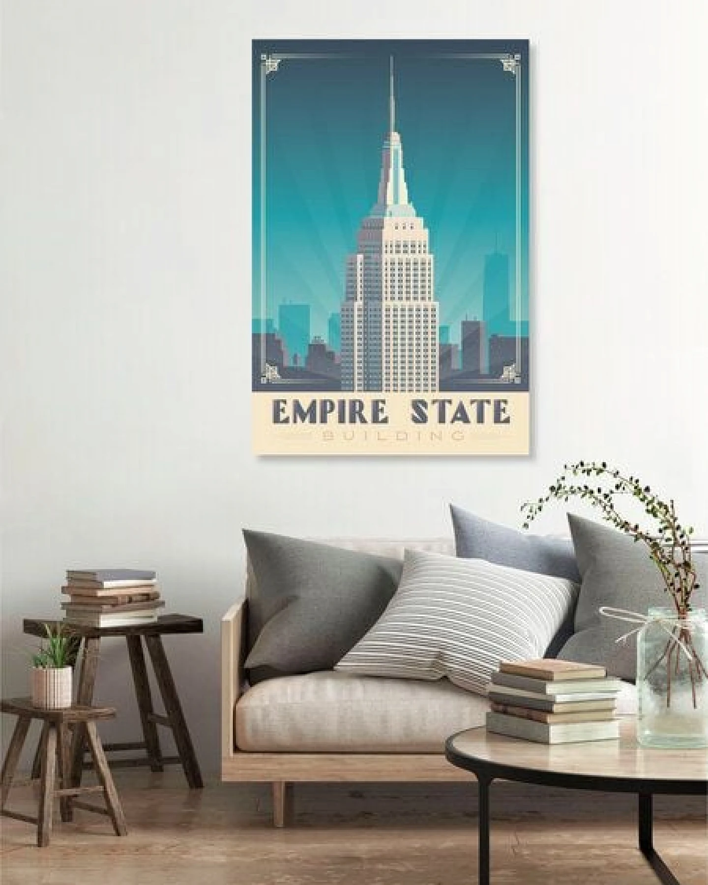 Photocircle Poster / Leinwandbild - Empire State Building New York Vintage Travel Wandbild – Ansicht 2