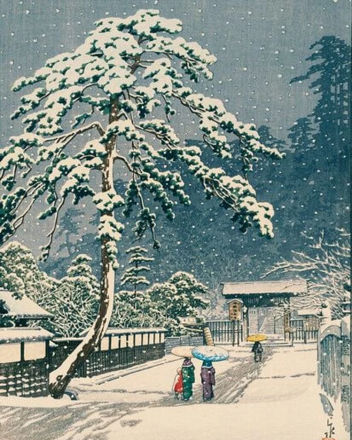 Photocircle Poster / Leinwandbild - Ikegami Honmonji Temple by Hasui Kawase