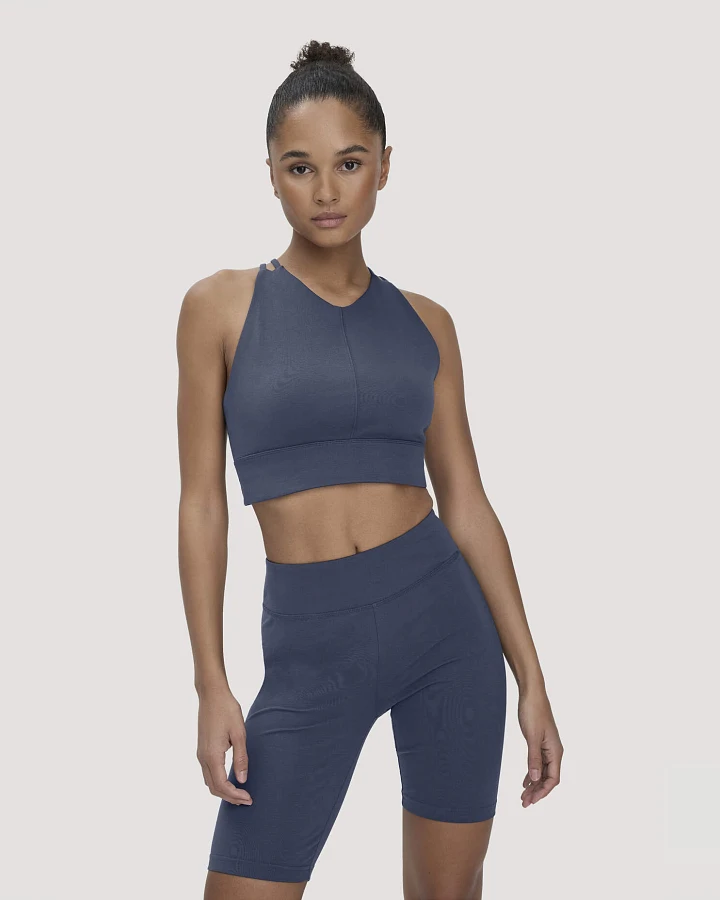 hessnatur Loungewear Bustier ACTIVE COMFORT aus Bio-Baumwolle - blau - Größe 34