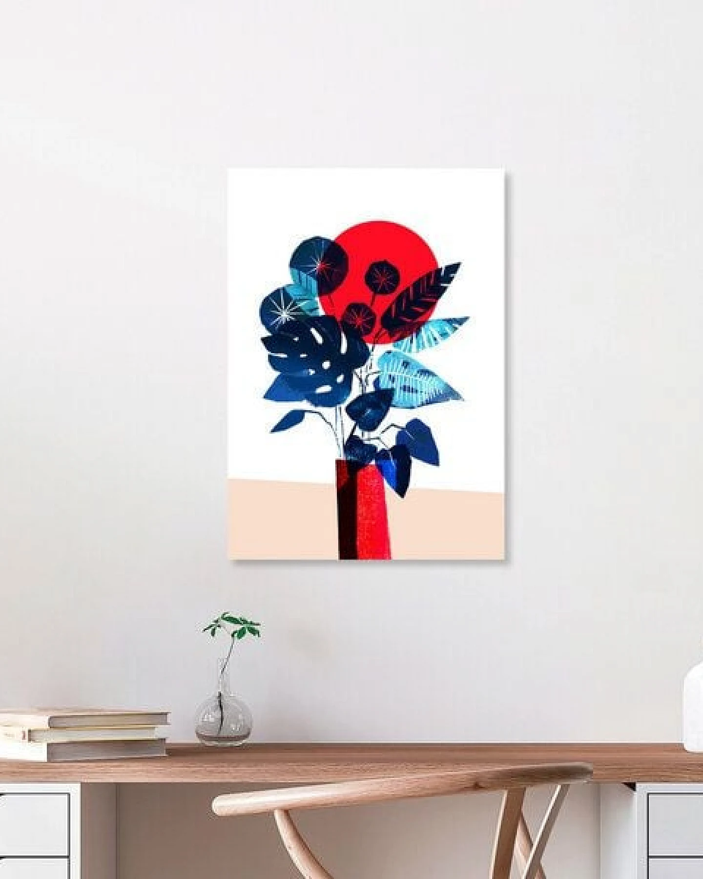 Photocircle Poster / Leinwandbild - Monstera und Pilea in roter Vase – Ansicht 2