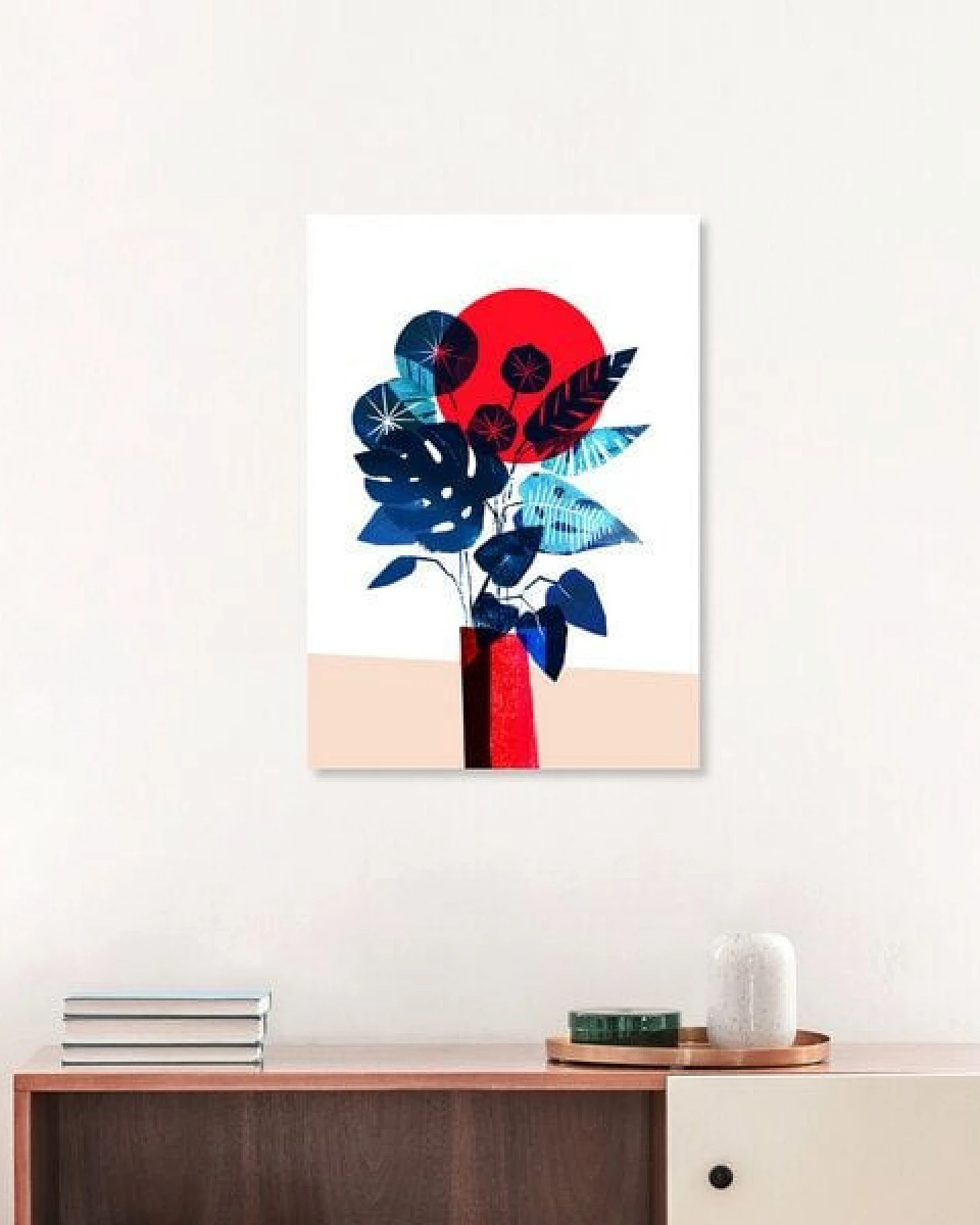 Photocircle Poster / Leinwandbild - Monstera und Pilea in roter Vase – Ansicht 4