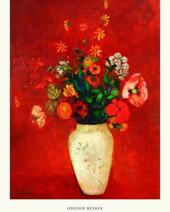 Photocircle Poster / Leinwandbild - Odilon Redon Ausstellungsposter - Blumenbouquet in Chinesischer Vase