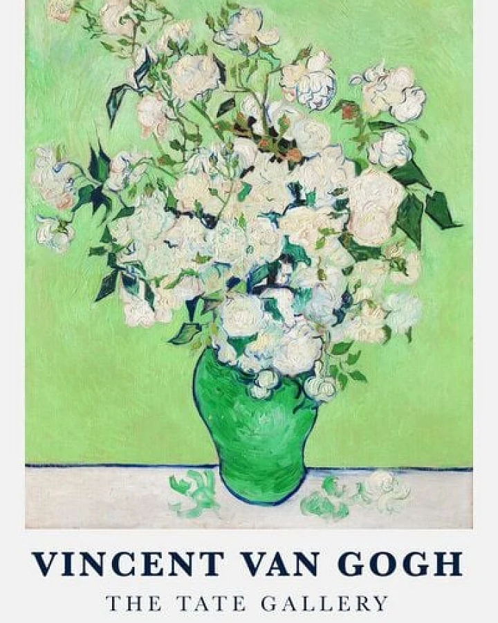 Photocircle Poster / Leinwandbild - Vincent van Gogh: Vase mit weißen Rosen (1890)