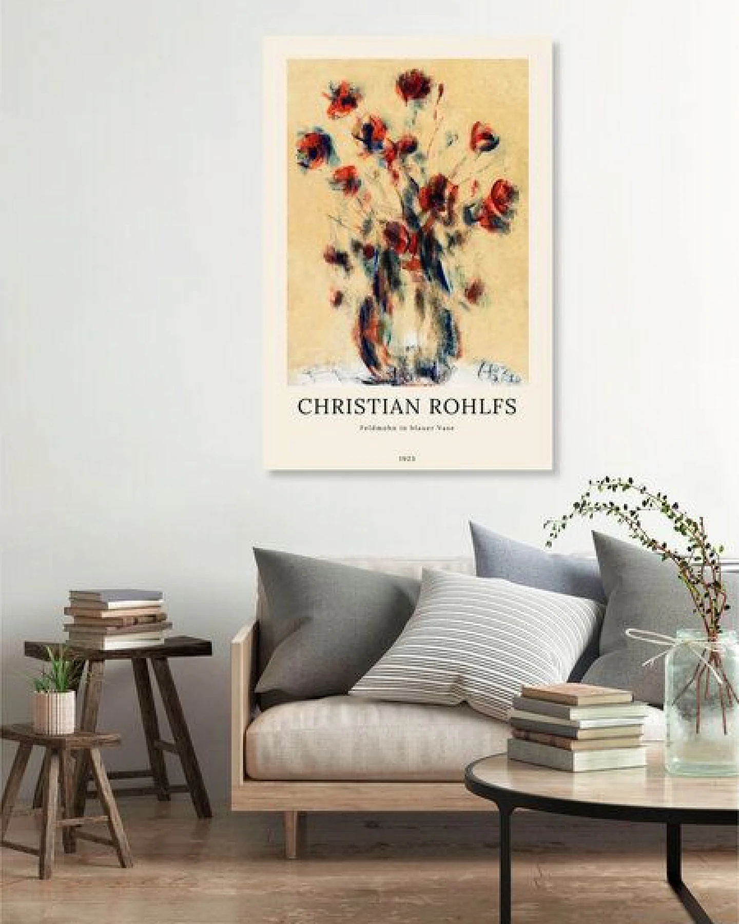 Photocircle Poster / Leinwandbild / Kunst - Christian Rohlfs: Feldmohn in blauer Vase – Ansicht 2