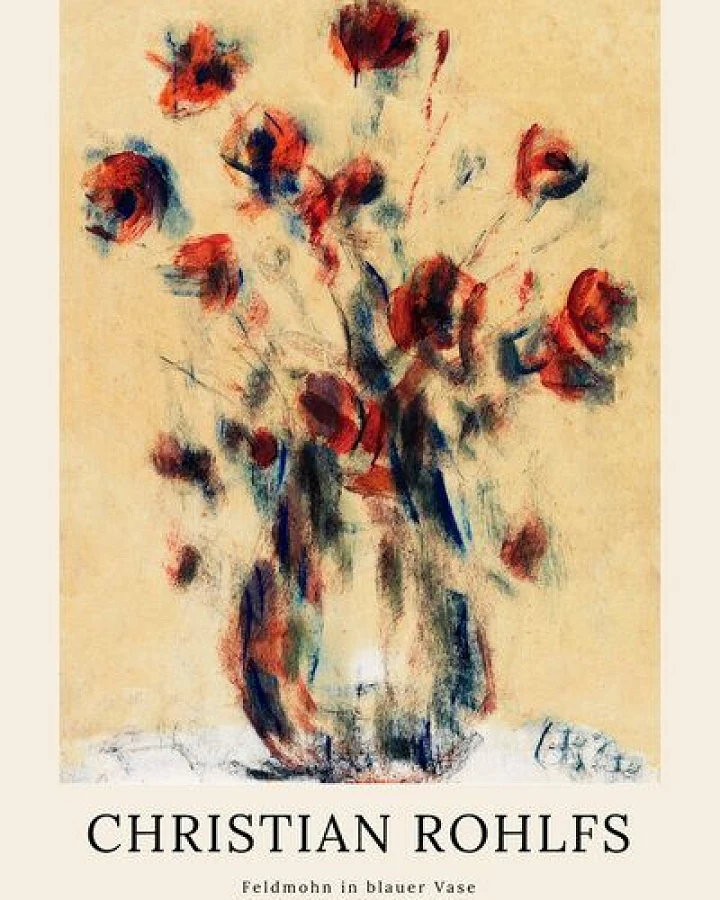 Photocircle Poster / Leinwandbild / Kunst - Christian Rohlfs: Feldmohn in blauer Vase