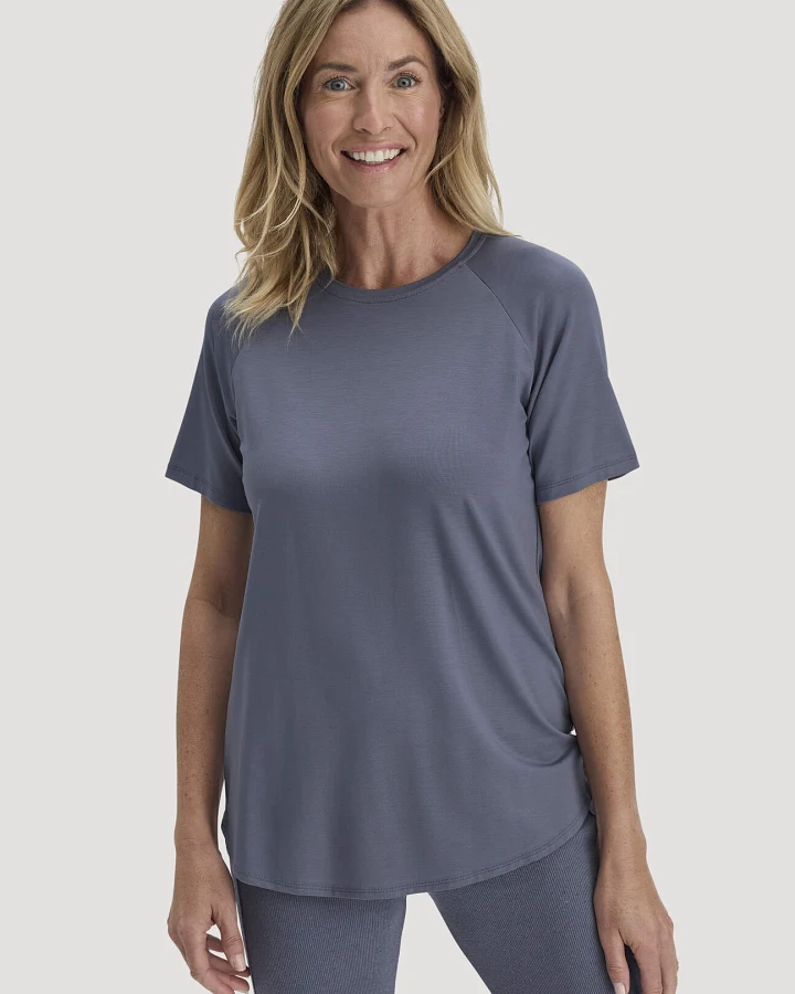 hessnatur Loungewear T-Shirt Regular ACTIVE COMFORT aus TENCEL™ Lyocell - blau - Größe 34