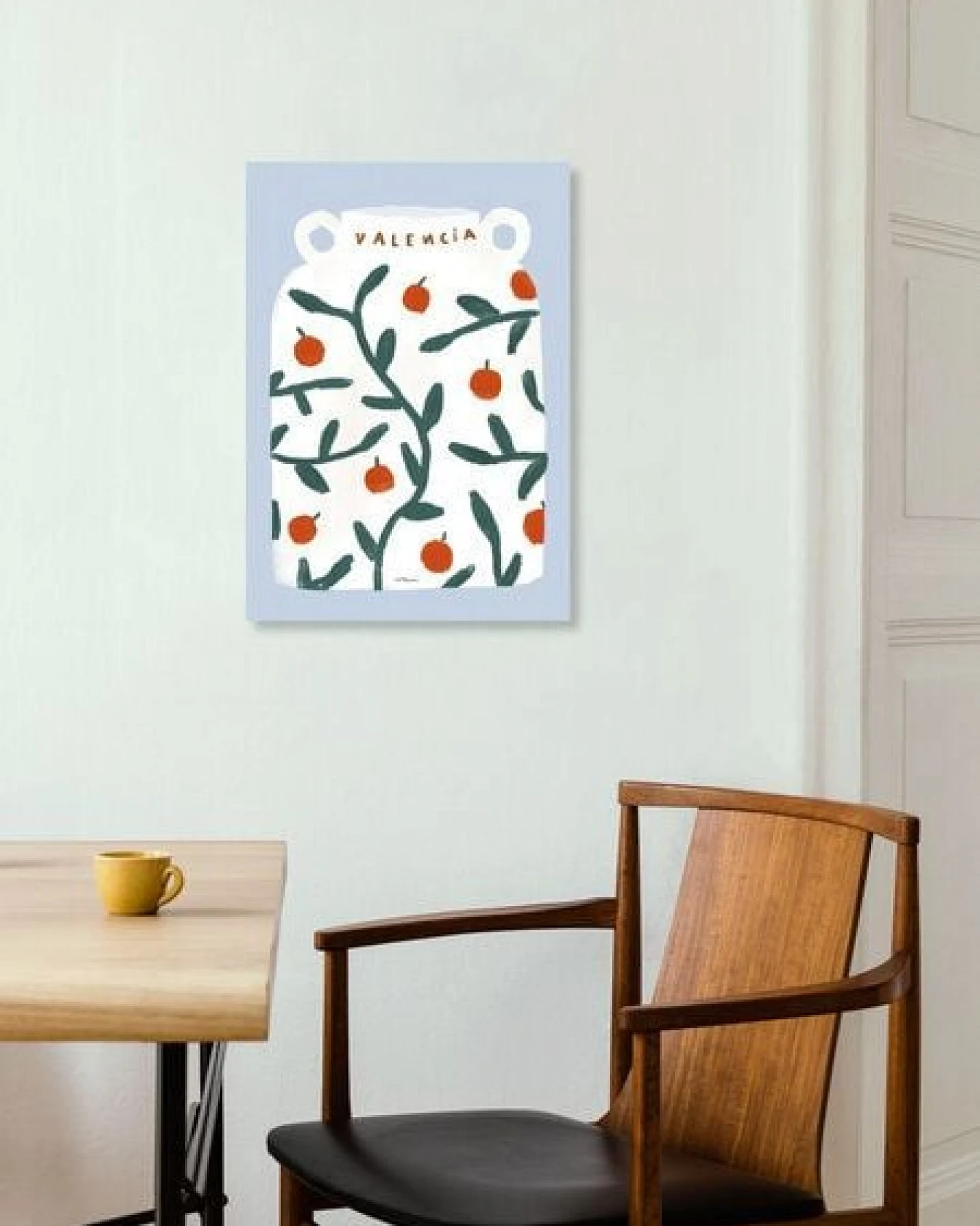 Photocircle Wandbild / Poster / Leinwand - Wall art printed with Vase with plant pattern and oranges – Ansicht 4