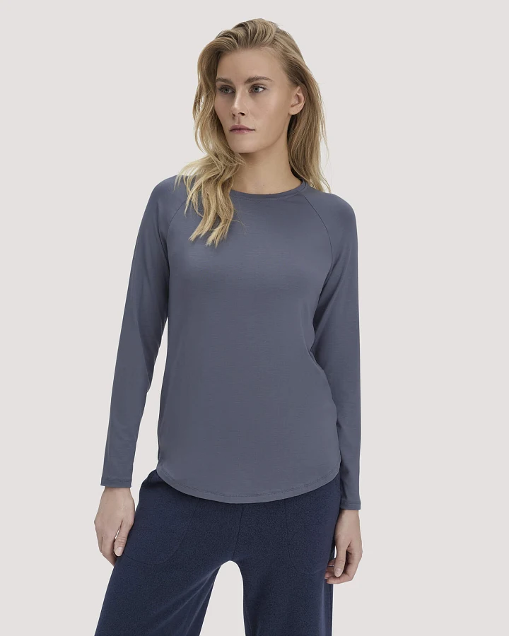 hessnatur Loungewear Longsleeve Regular ACTIVE COMFORT aus TENCEL™ Lyocell - blau - Größe 34