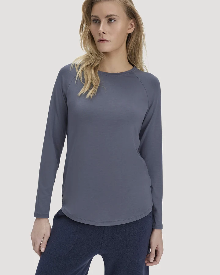 hessnatur Loungewear Longsleeve Regular ACTIVE COMFORT aus TENCEL™ Lyocell - blau - Größe 34
