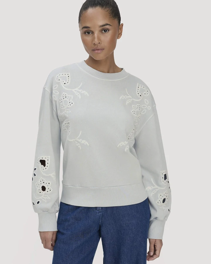hessnatur Damen Sweatshirt Relaxed BETTER RECYCLING aus Bio-Baumwolle - blau - Größe L