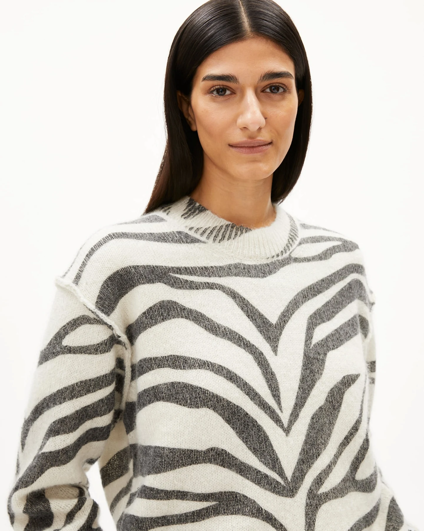 ARMEDANGELS Strickpullover BALBAA PREMIUM ZEBRARAA – Ansicht 4