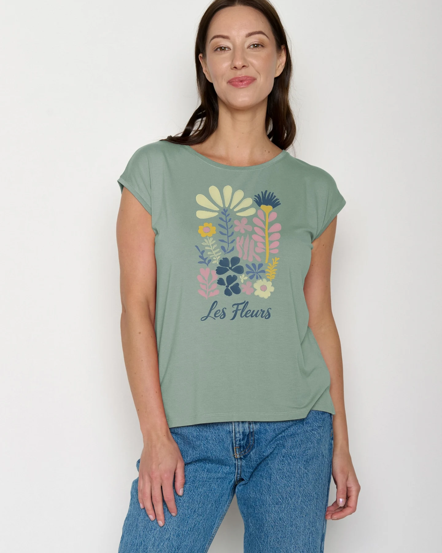 GREENBOMB T-Shirt Timid Les Fleurs – Ansicht 2
