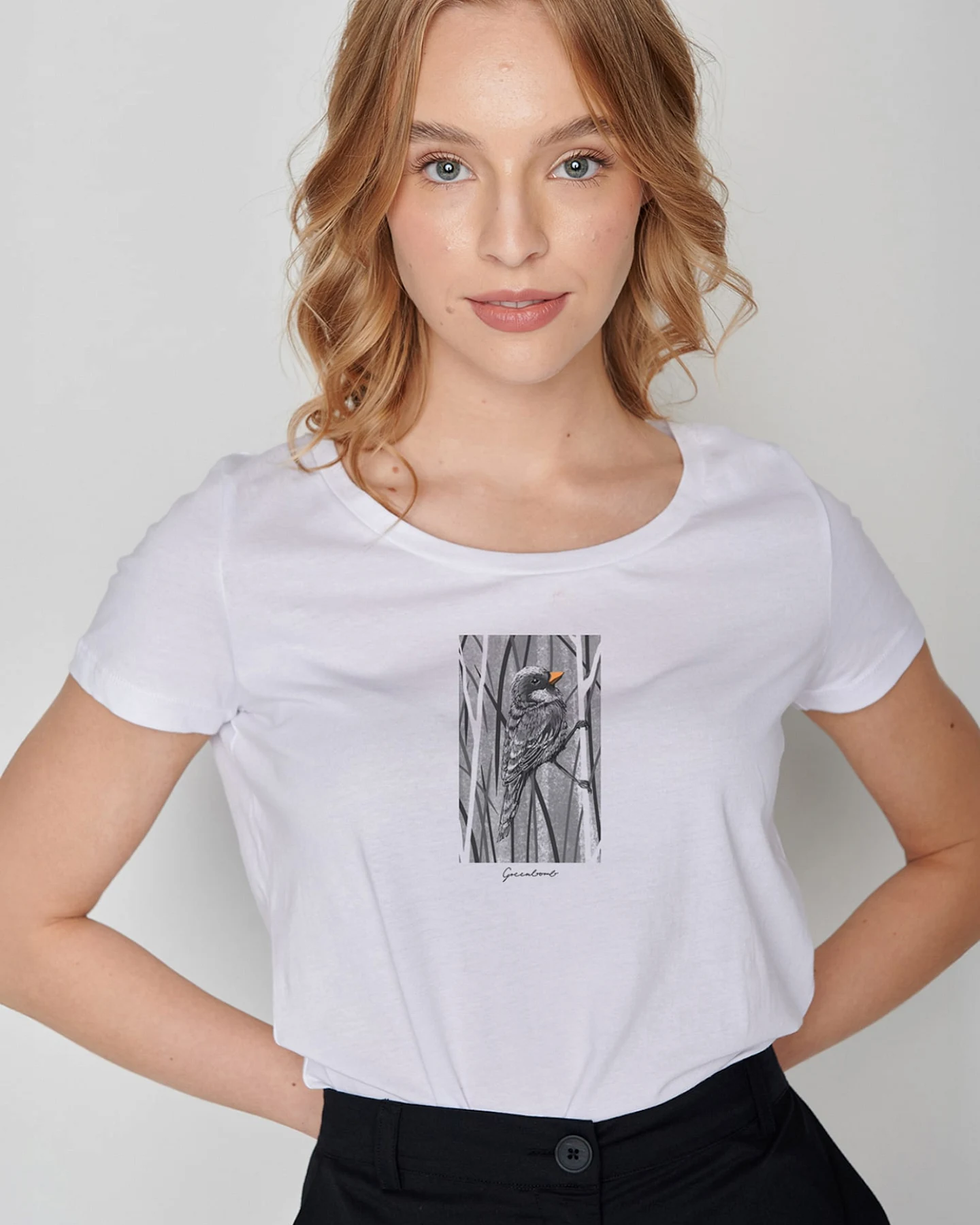 GREENBOMB T-Shirt Animal Sparrow Grass – Ansicht 2