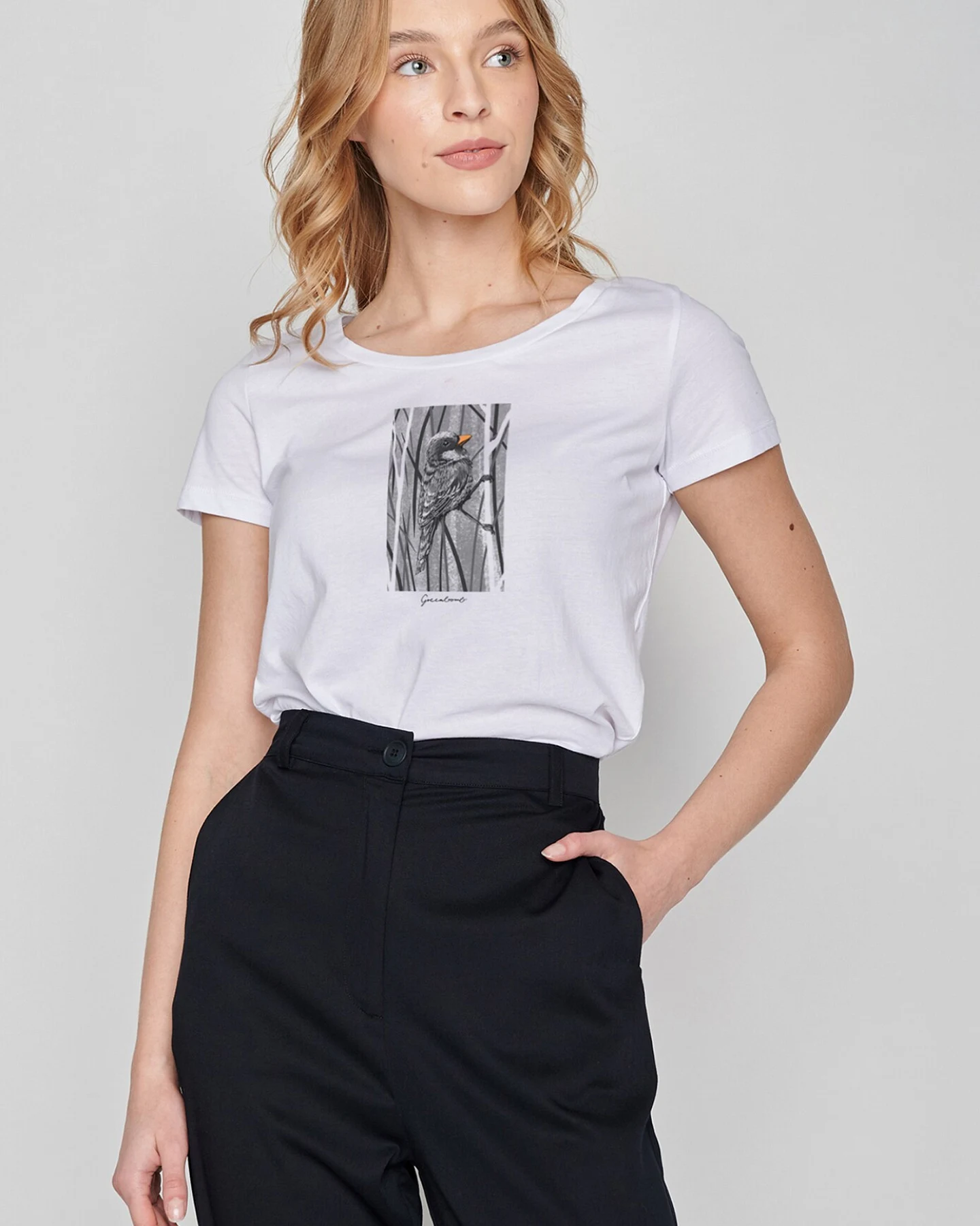 GREENBOMB T-Shirt Animal Sparrow Grass – Ansicht 3