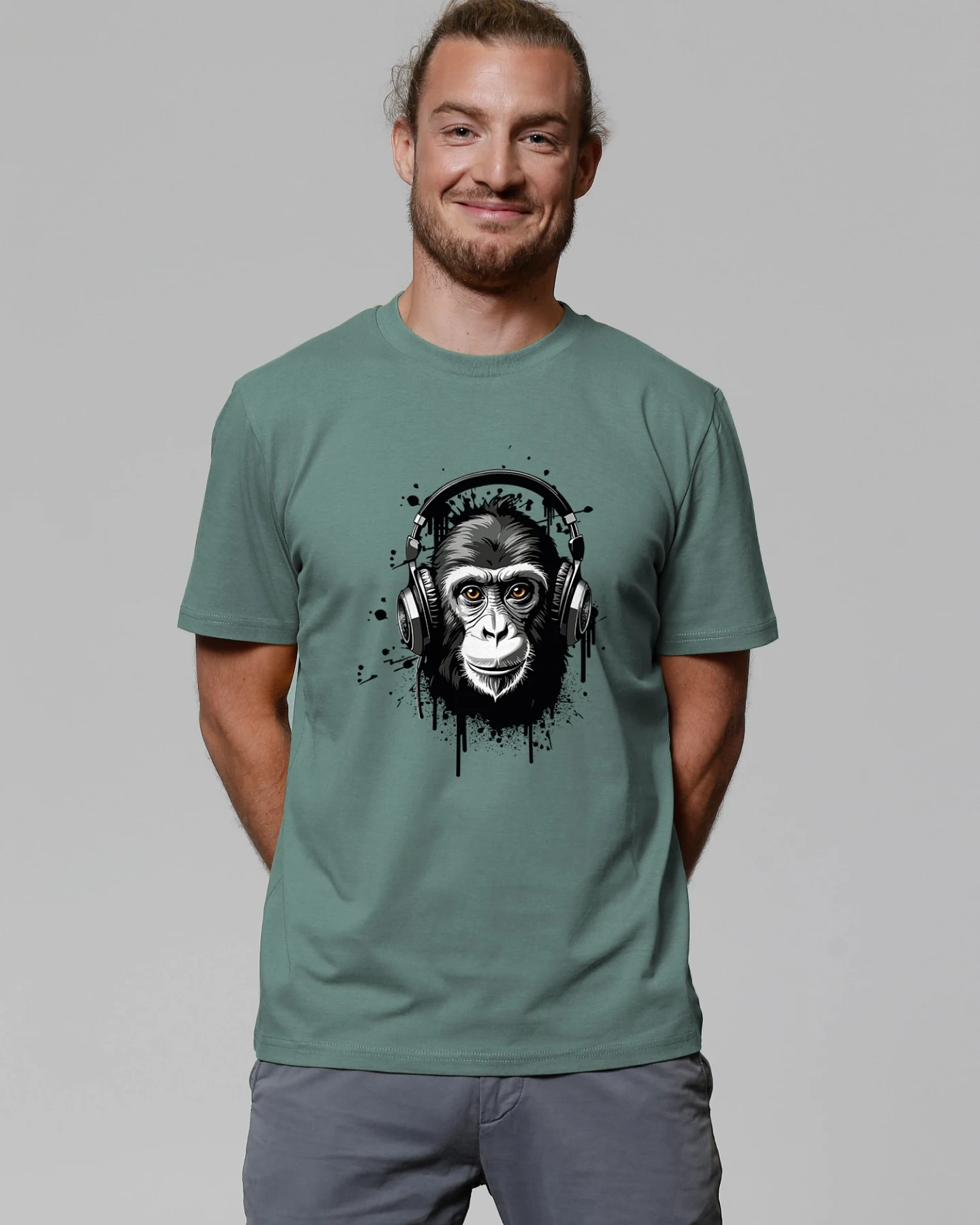 Watapparel T-Shirt Affe hört Musik – Ansicht 2