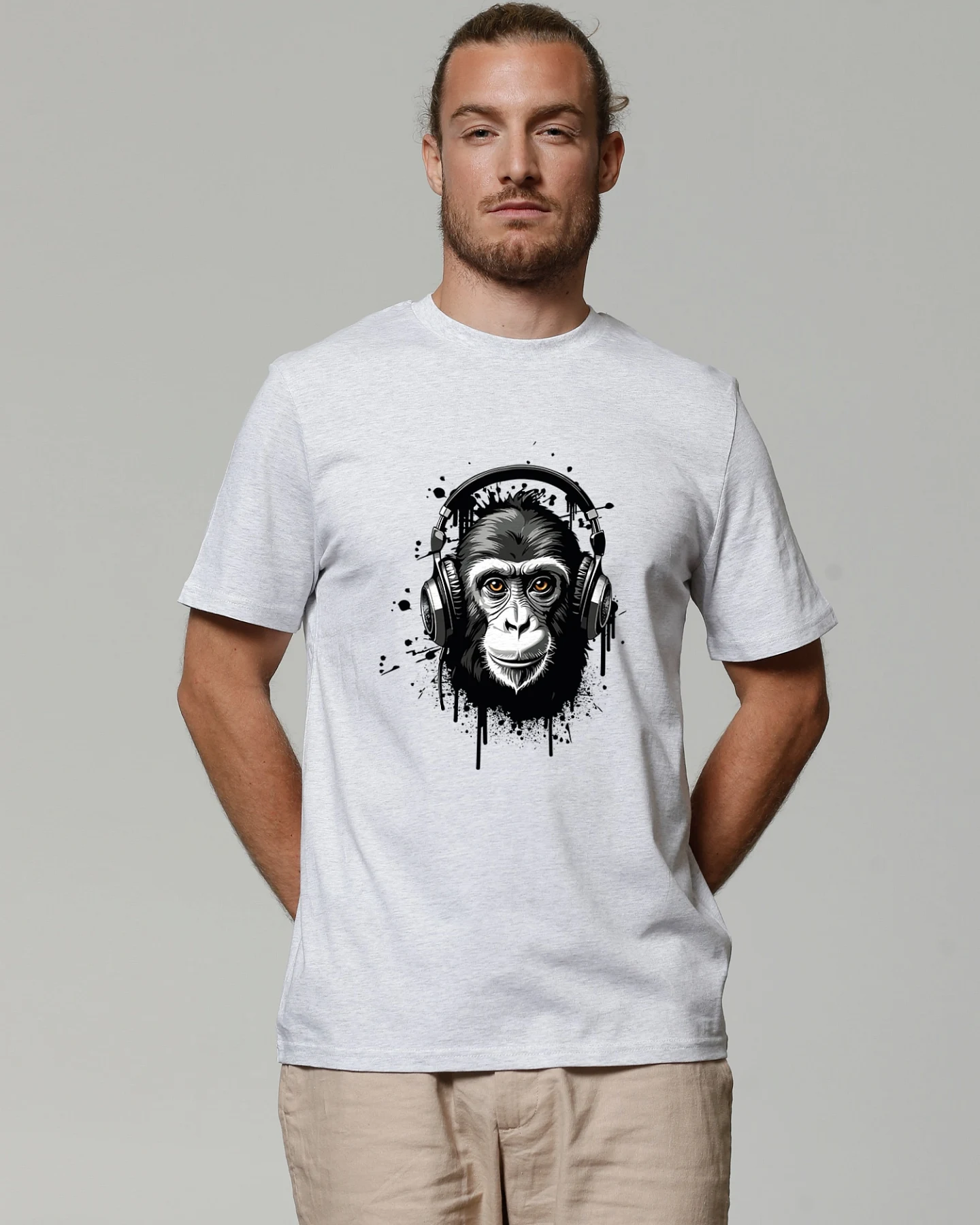 Watapparel T-Shirt Affe hört Musik – Ansicht 2
