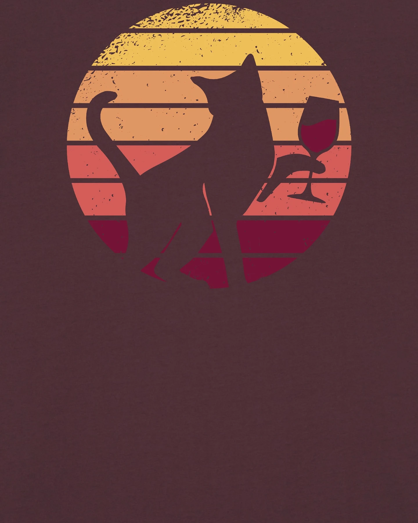 Watapparel T-Shirt Sunset Katze & Rotwein – Ansicht 3