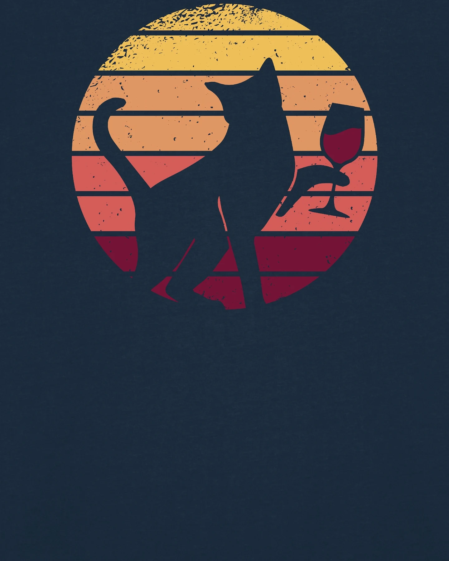 Watapparel T-Shirt Sunset Katze & Rotwein – Ansicht 3
