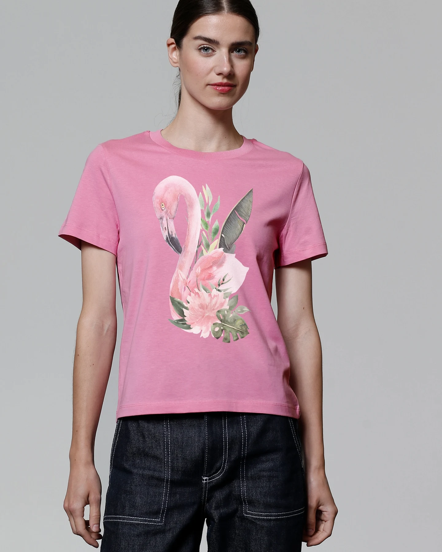 Watapparel Shirt Flamingo mit Blumen – Ansicht 2