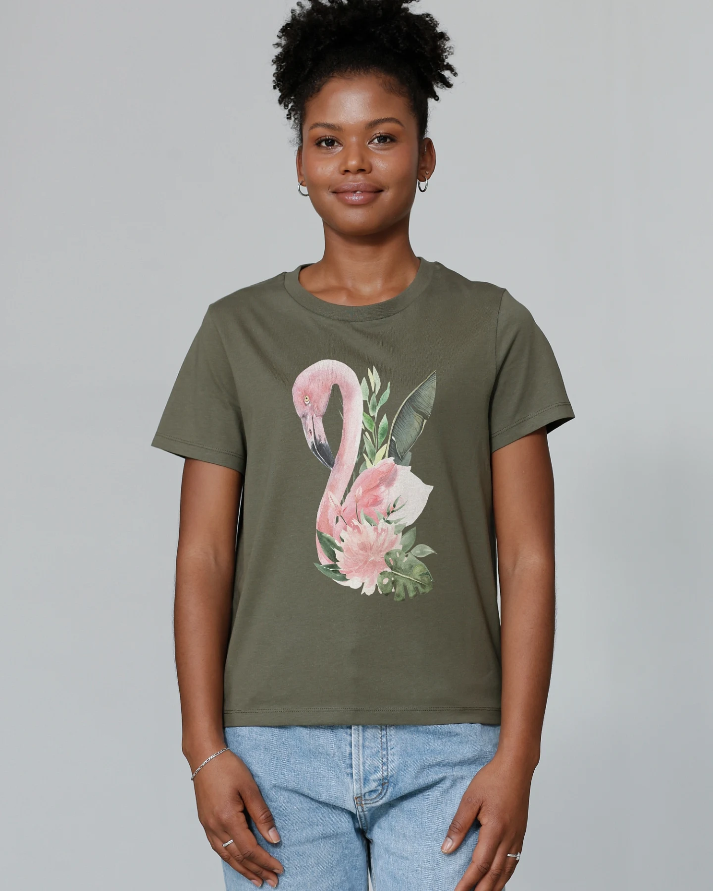 Watapparel Shirt Flamingo mit Blumen – Ansicht 2
