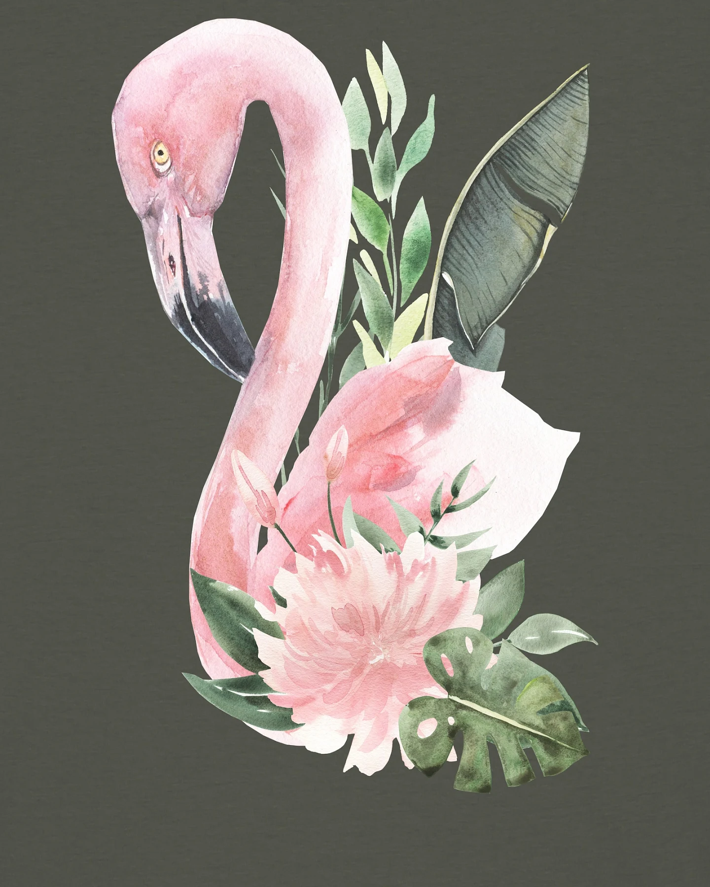 Watapparel Shirt Flamingo mit Blumen – Ansicht 3