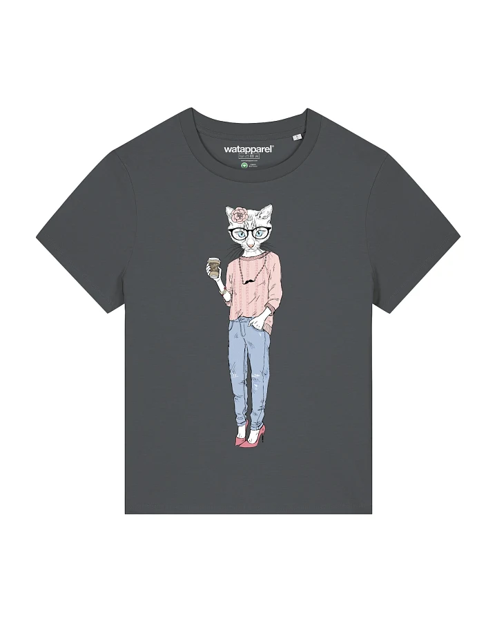Watapparel T-Shirt Hipster Cat with Moustache