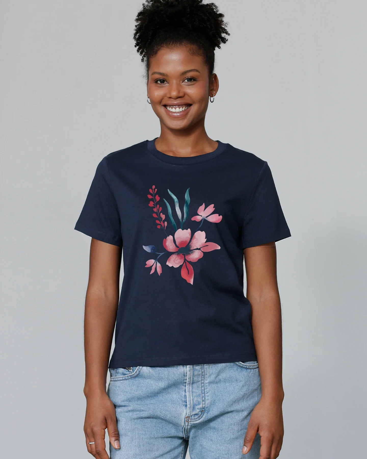 Watapparel T-Shirt Blume in Wasserfarbe 01 – Ansicht 2