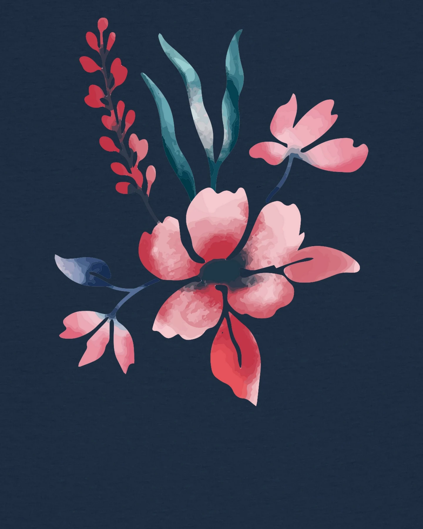 Watapparel T-Shirt Blume in Wasserfarbe 01 – Ansicht 3