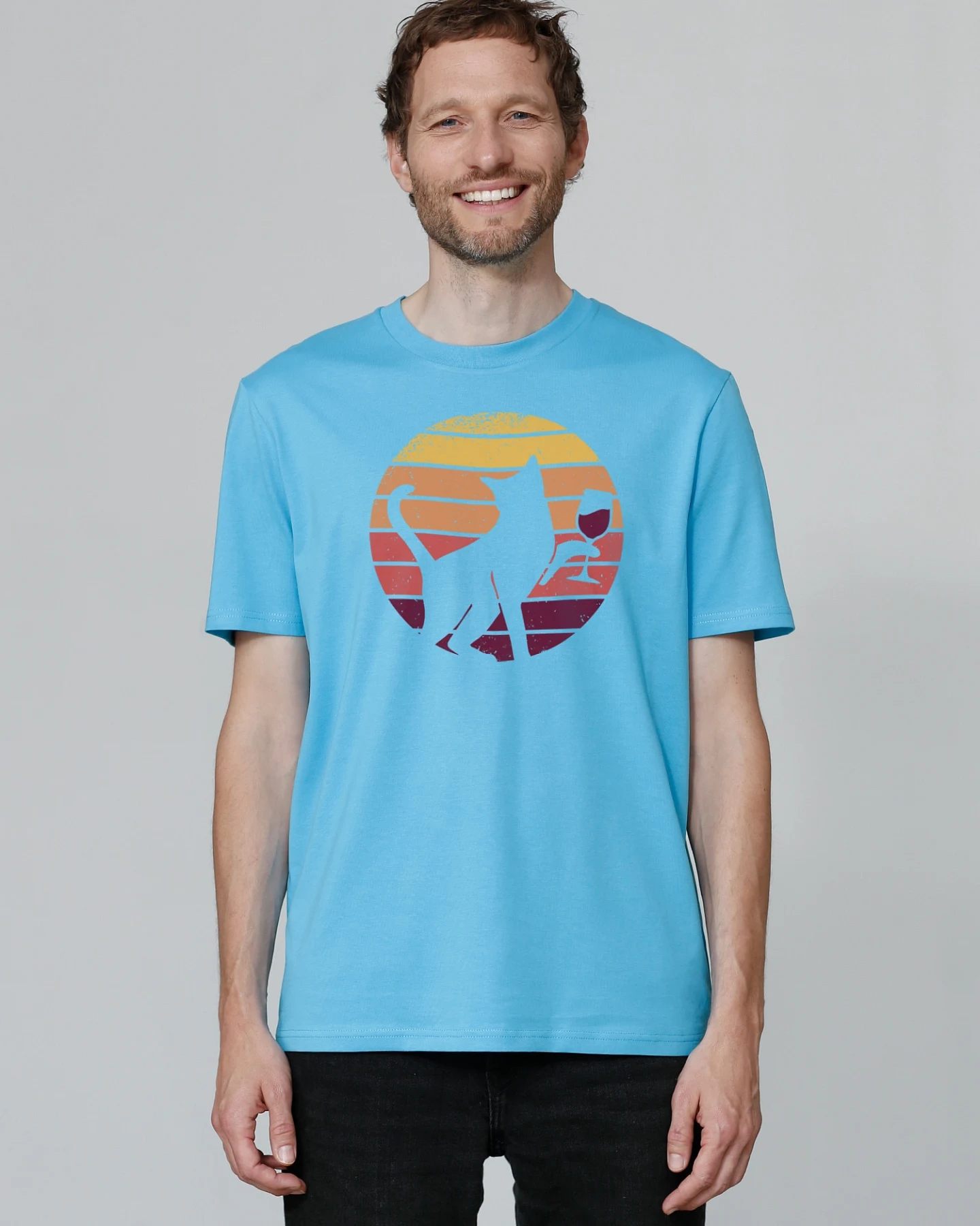 Watapparel Shirt Sunset Katze & Rotwein – Ansicht 2