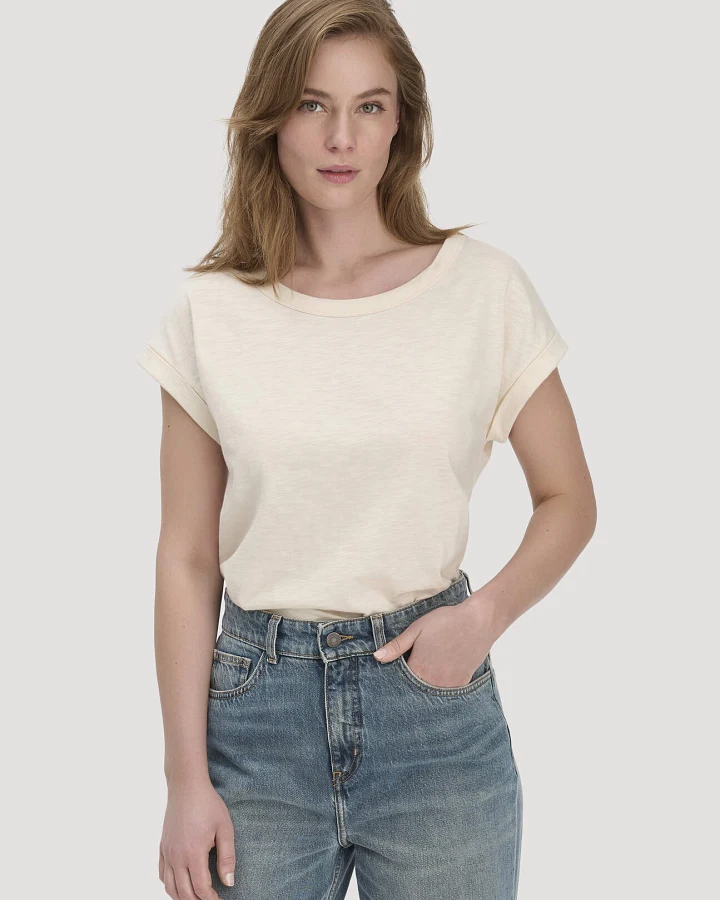 hessnatur Damen Light Slub T-Shirt Relaxed aus Bio-Baumwolle - natur - Größe 34