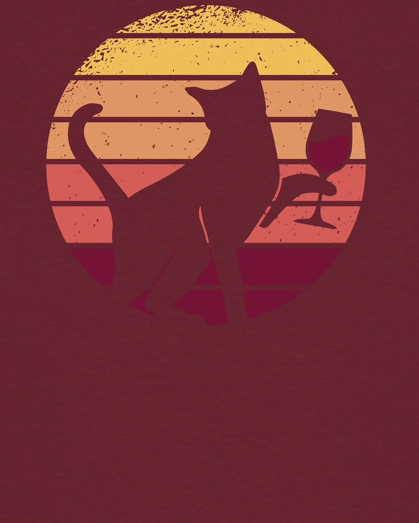 Watapparel Shirt Sunset Katze & Rotwein – Ansicht 3