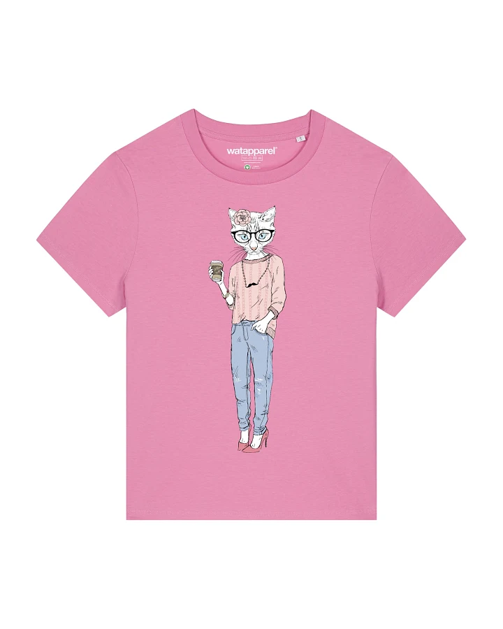 Watapparel T-Shirt Hipster Cat with Moustache