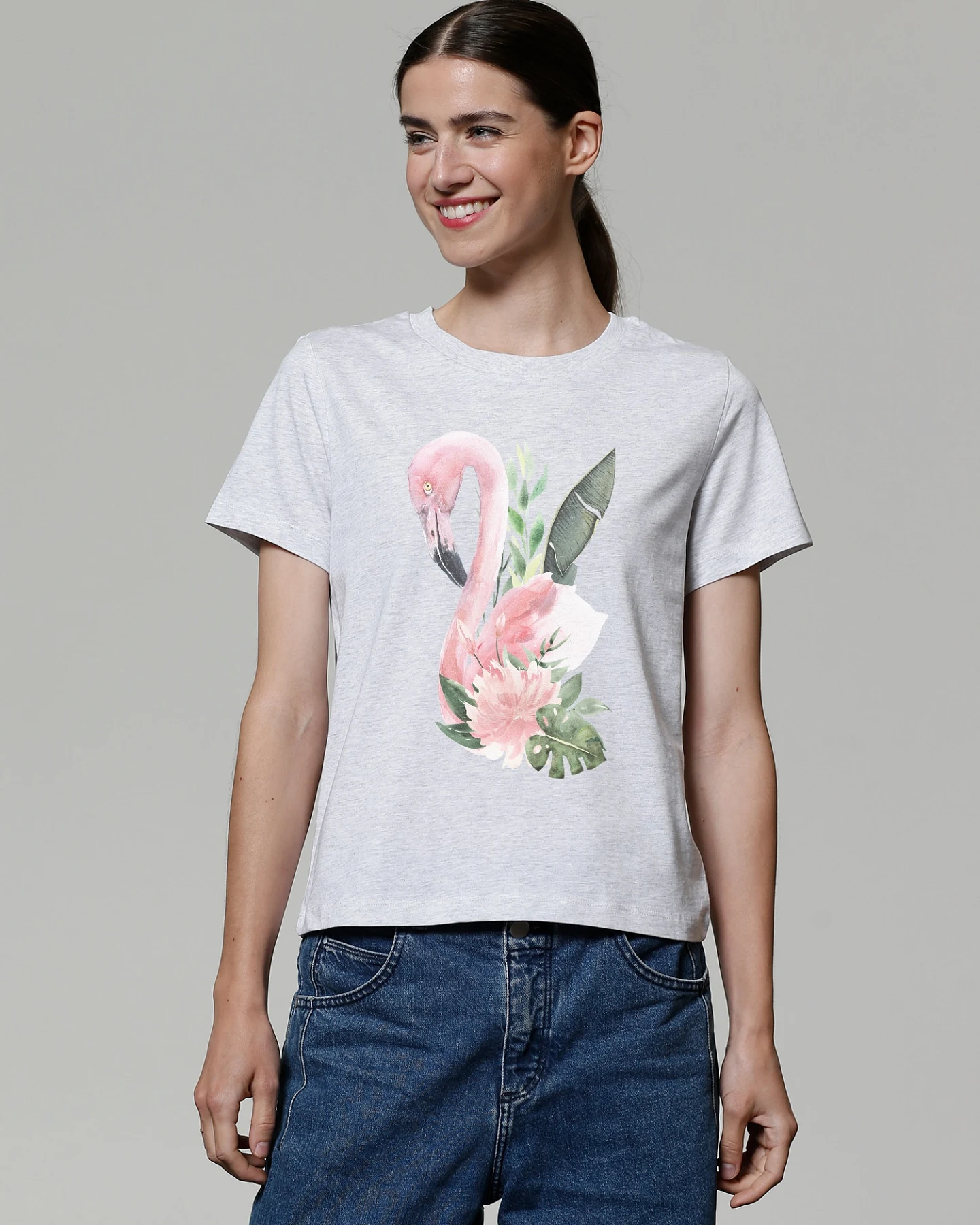 Watapparel Shirt Flamingo mit Blumen – Ansicht 2