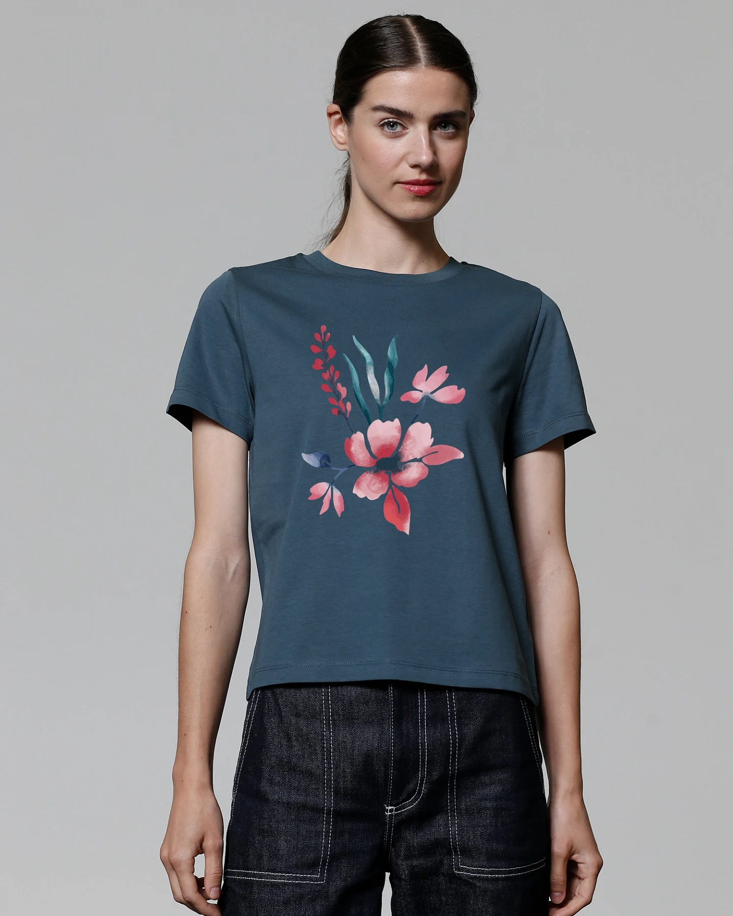Watapparel Shirt Blume in Wasserfarbe 01 – Ansicht 2
