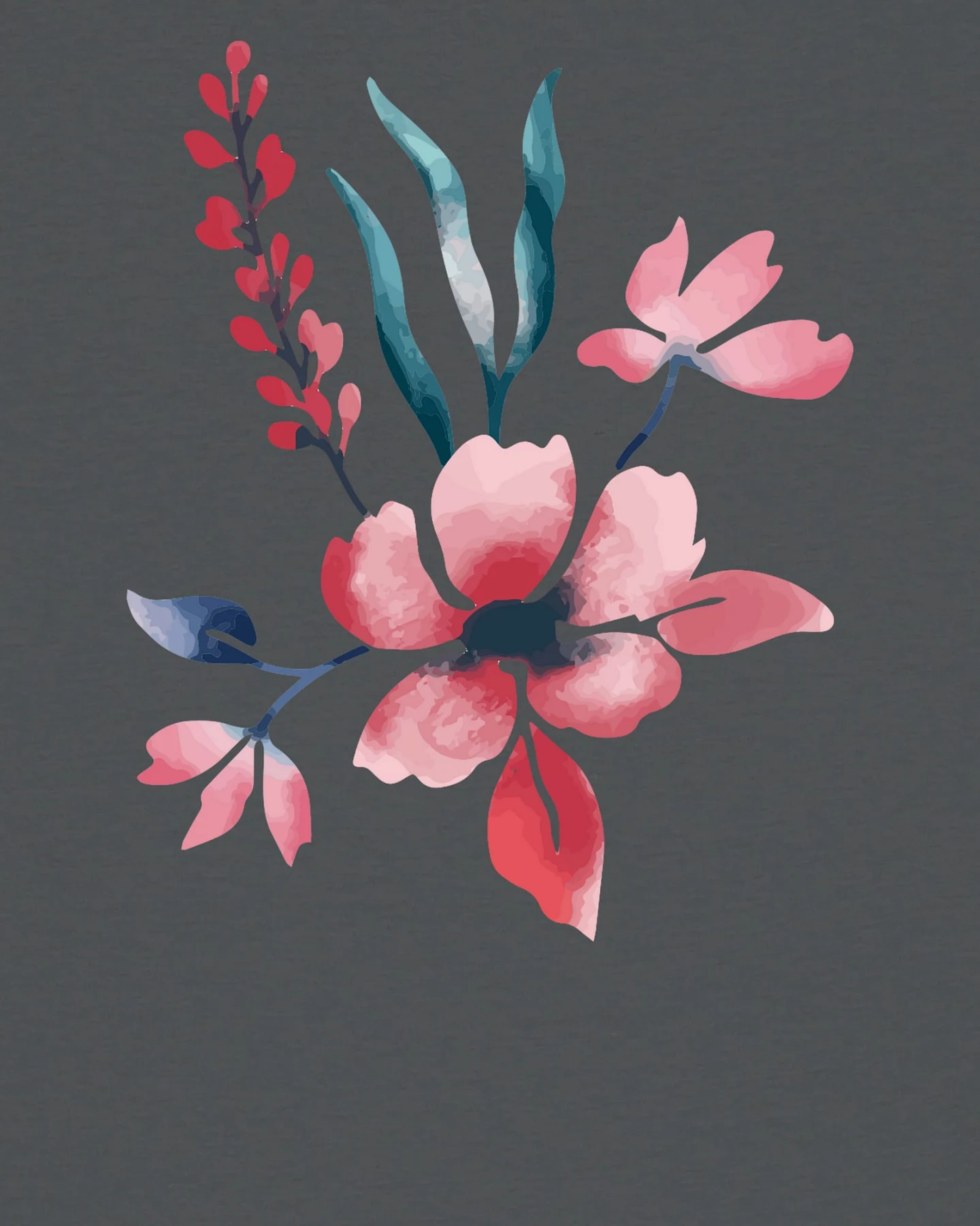 Watapparel Shirt Blume in Wasserfarbe 01 – Ansicht 3