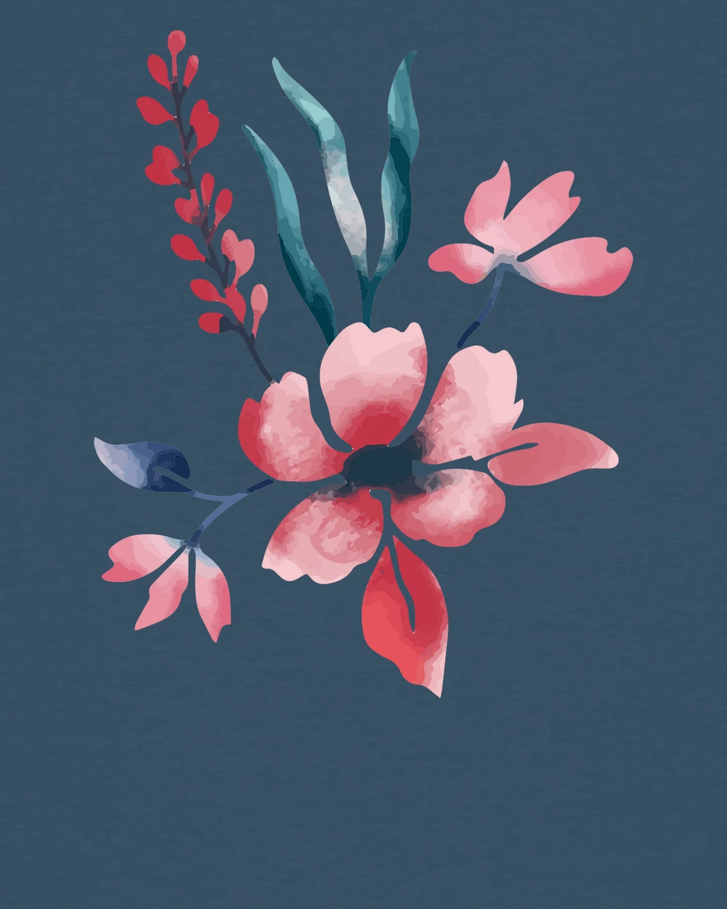 Watapparel Shirt Blume in Wasserfarbe 01 – Ansicht 3