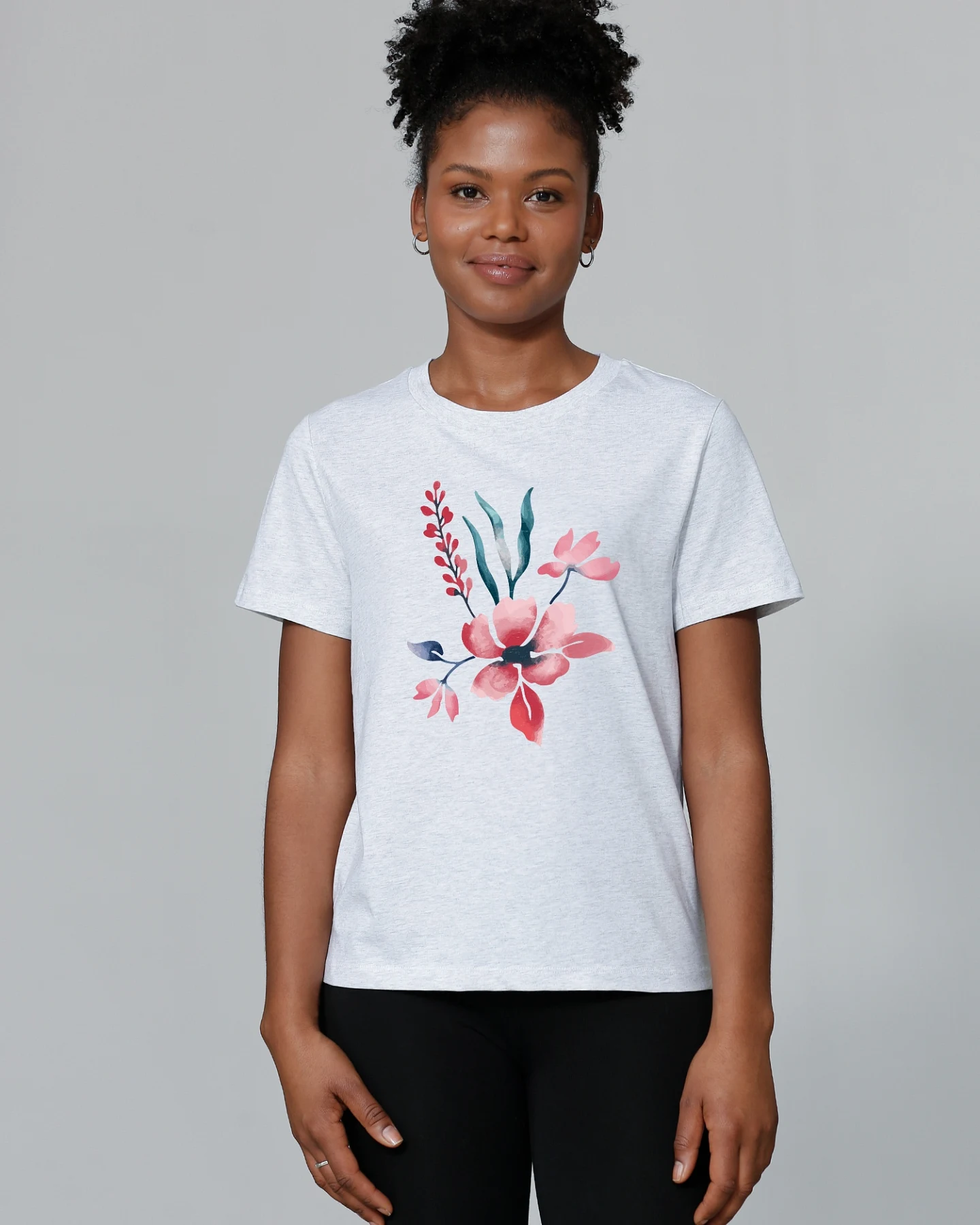 Watapparel T-Shirt Blume in Wasserfarbe – Ansicht 2