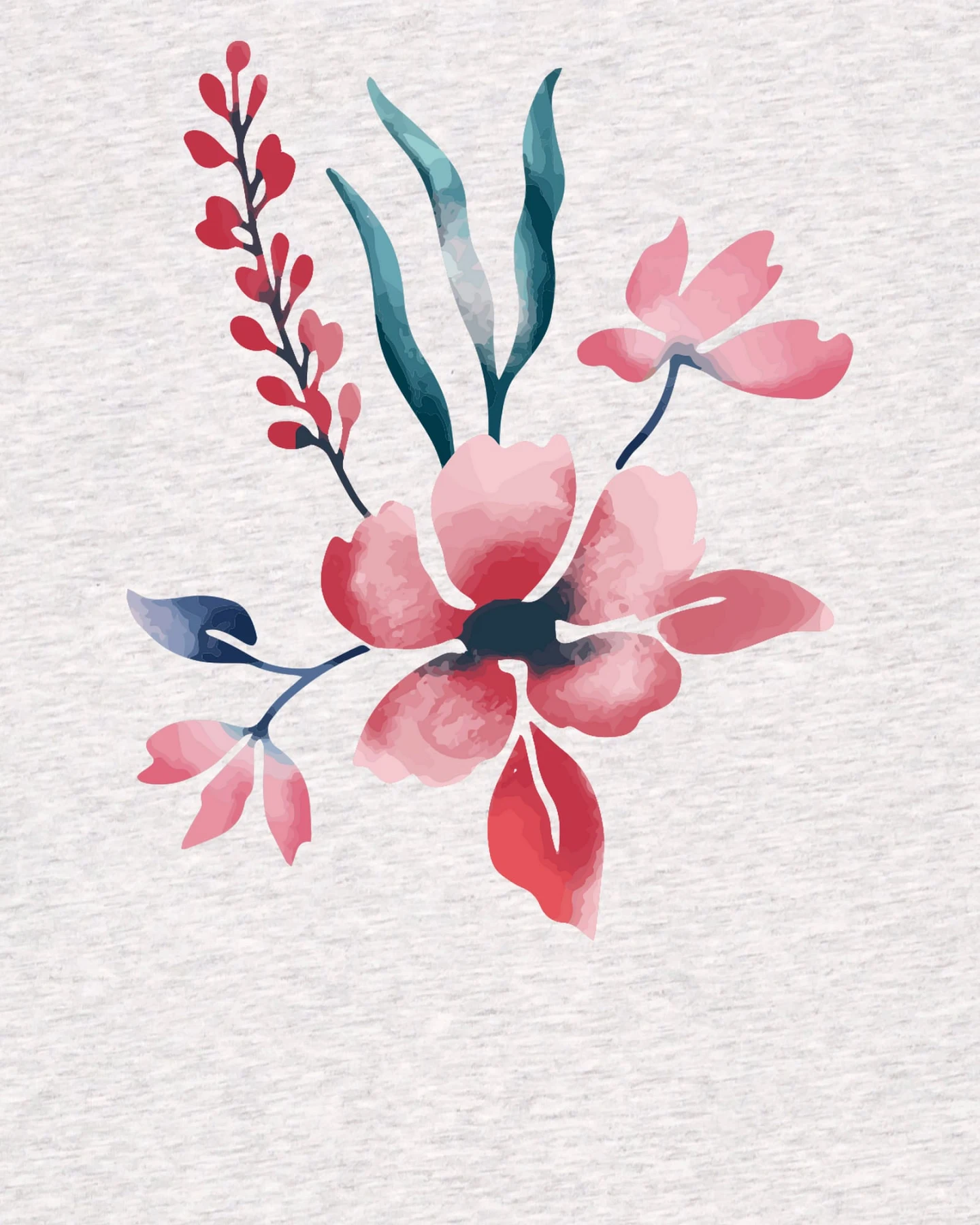 Watapparel T-Shirt Blume in Wasserfarbe – Ansicht 3